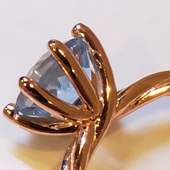 7&8, Topaz Ring, 1.3 ct 18K Rose Gold 925 Silver,  Genuine Blue Topaz. - Picture 5 of 15